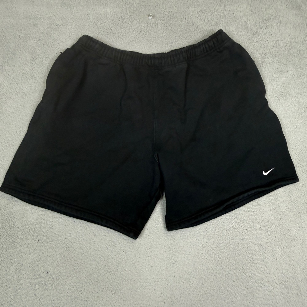 Nike Mens Fleece Shorts Black XXL Zipper Pocket Embroidered Swoosh Logo